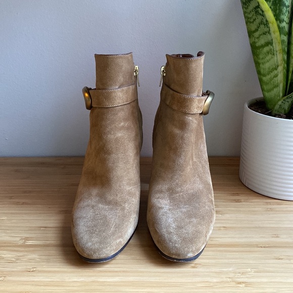 Coach Tan Brown Suede Booties, Size 6 - Picture 2 of 6